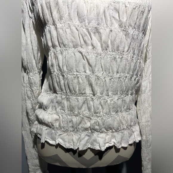 Sanctuary White Crinkled Long Sleeve Blouse - Picture 9 of 12